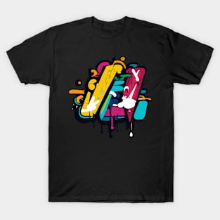 an urban t-shirt inspired by graffiti art and street culture, bold, colorful graffiti-style typography and street art elements T-Shirt